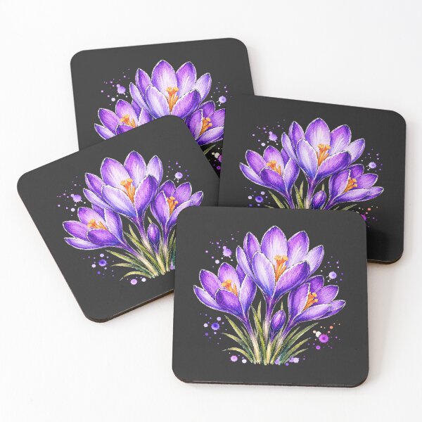 Item preview, Purple Crocus Watercolor Art – Elegant Botanical Floral Illustration designed and sold by ColorSplash123.