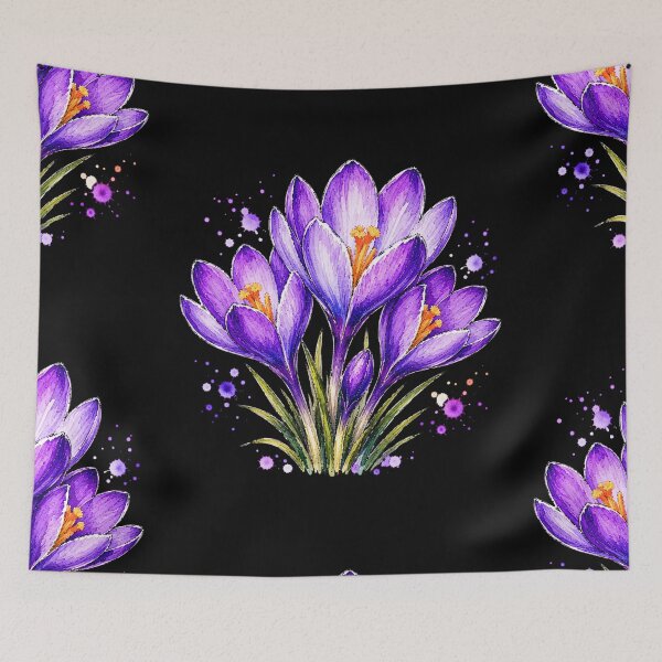 Item preview, Purple Crocus Watercolor Art – Elegant Botanical Floral Illustration designed and sold by ColorSplash123.