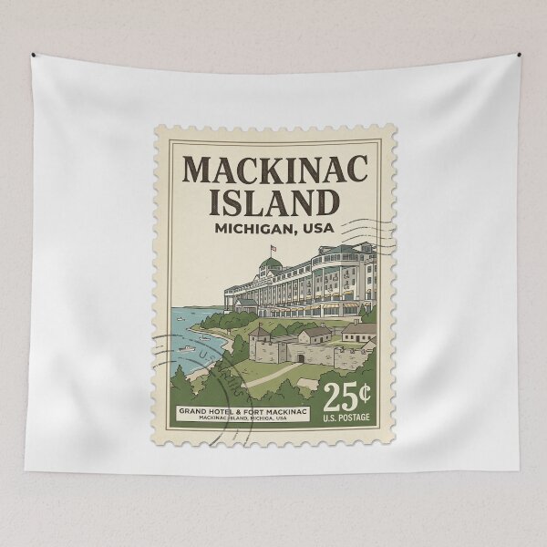 Item preview, Vintage Mackinac Island Michigan Travel Stamp designed and sold by k3rstman1.