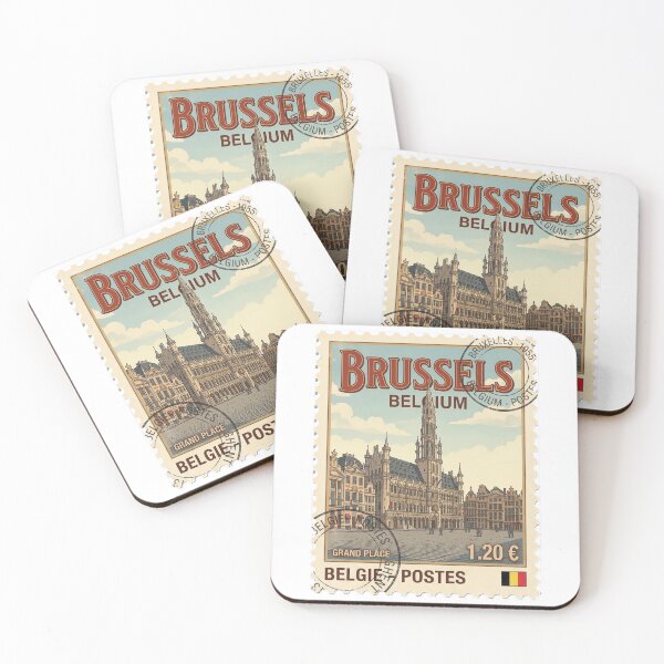 Item preview, Brussels Grand Place Vintage Travel Stamp Belgium designed and sold by k3rstman1.