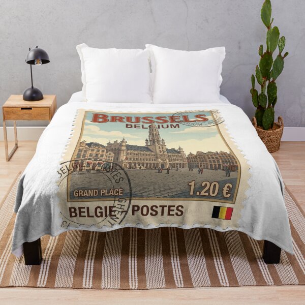 Item preview, Brussels Grand Place Vintage Travel Stamp Belgium designed and sold by k3rstman1.