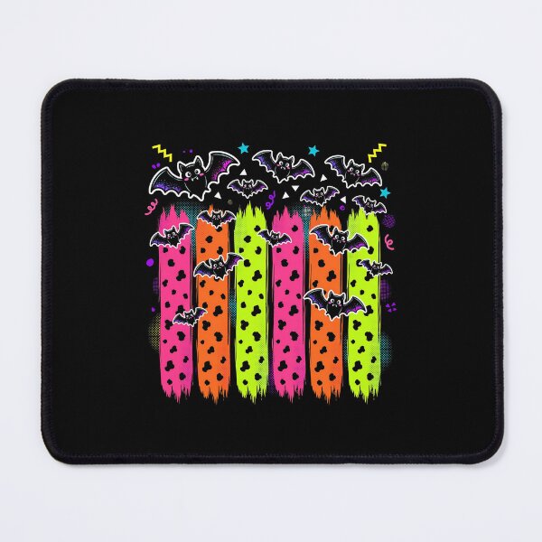 Item preview, Neon Cute Flying Bats, Retro 90s Spooky Halloween, Neon Brush Stroke Pattern designed and sold by Keingdesign.