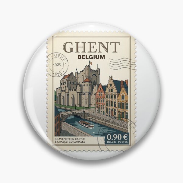 Item preview, Vintage Ghent Belgium Gravensteen Castle Travel Stamp designed and sold by k3rstman1.
