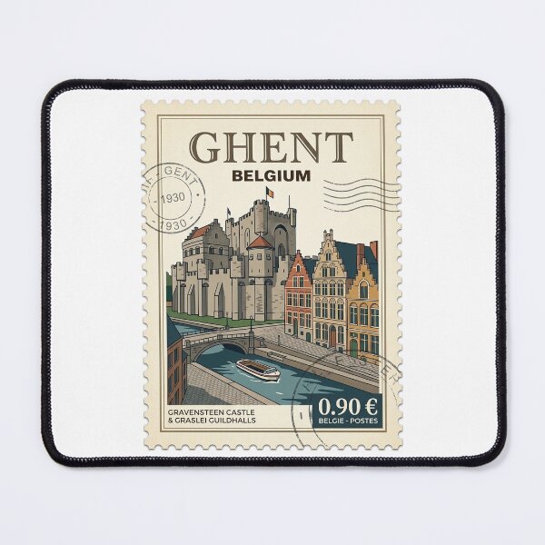 Item preview, Vintage Ghent Belgium Gravensteen Castle Travel Stamp designed and sold by k3rstman1.