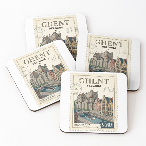 Item preview, Vintage Ghent Belgium Gravensteen Castle Travel Stamp designed and sold by k3rstman1.