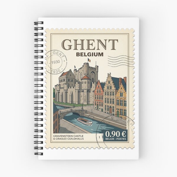 Item preview, Vintage Ghent Belgium Gravensteen Castle Travel Stamp designed and sold by k3rstman1.
