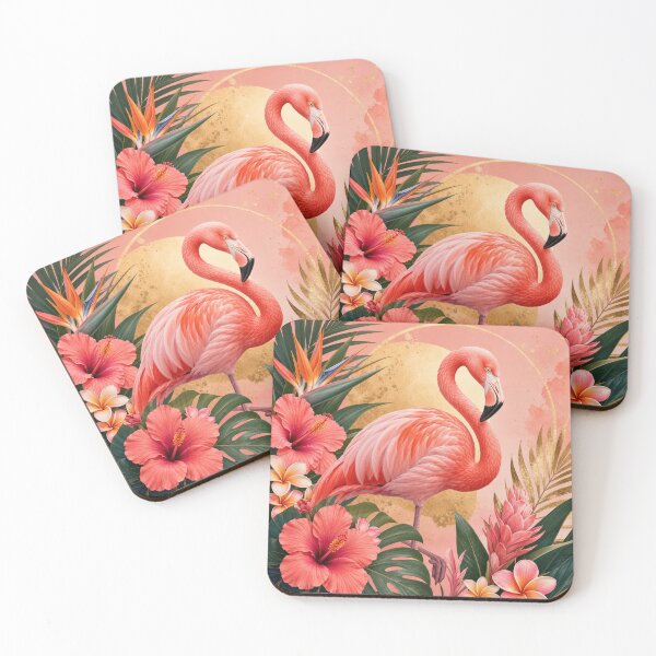Item preview, Tropical Pink Flamingo Gold Sunset designed and sold by GameCraftedShop.