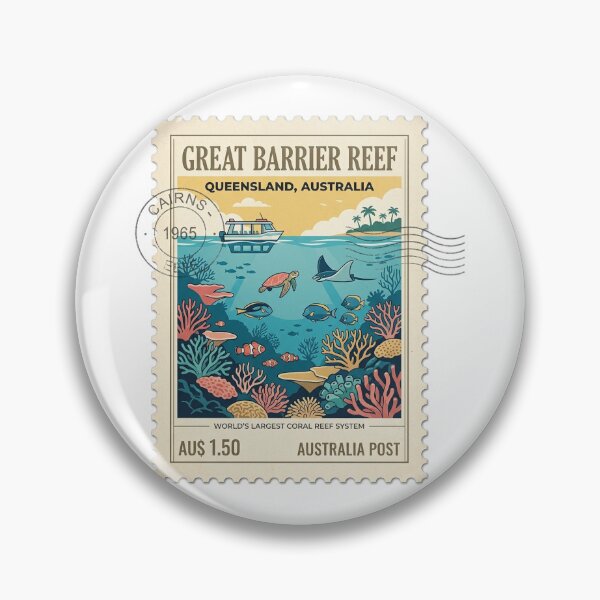 Item preview, Vintage Great Barrier Reef Australia Travel Stamp designed and sold by k3rstman1.