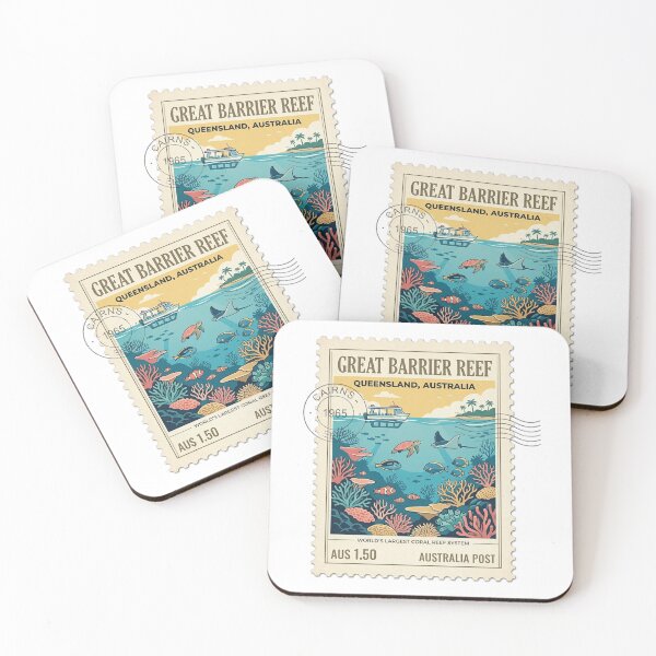 Item preview, Vintage Great Barrier Reef Australia Travel Stamp designed and sold by k3rstman1.