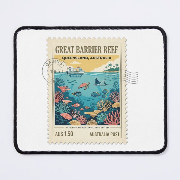 Item preview, Vintage Great Barrier Reef Australia Travel Stamp designed and sold by k3rstman1.