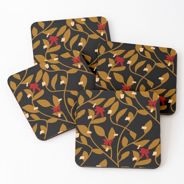 Item preview, Golden leaves and red bows pattern  designed and sold by M.lodhi.