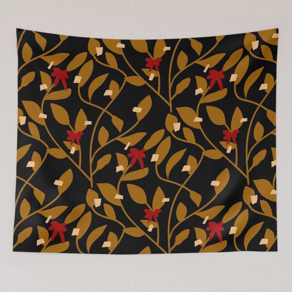 Item preview, Golden leaves and red bows pattern  designed and sold by M.lodhi.