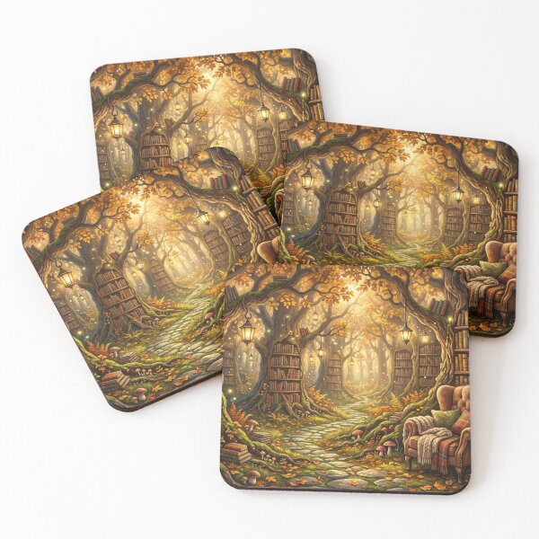 Item preview, Enchanted Forest Library | Cozy Cottagecore Book Nook Fantasy Wall Art designed and sold by SebastianSpace.