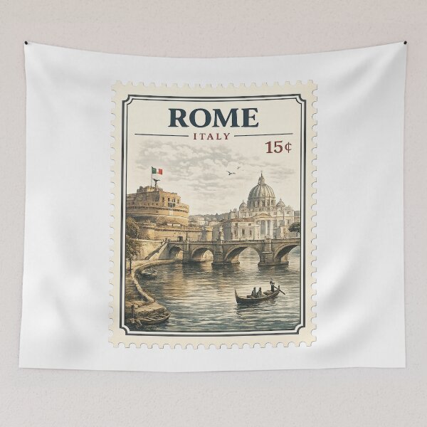 Item preview, Vintage Rome Italy Postage Stamp – Classic Travel Poster designed and sold by ustylelab.