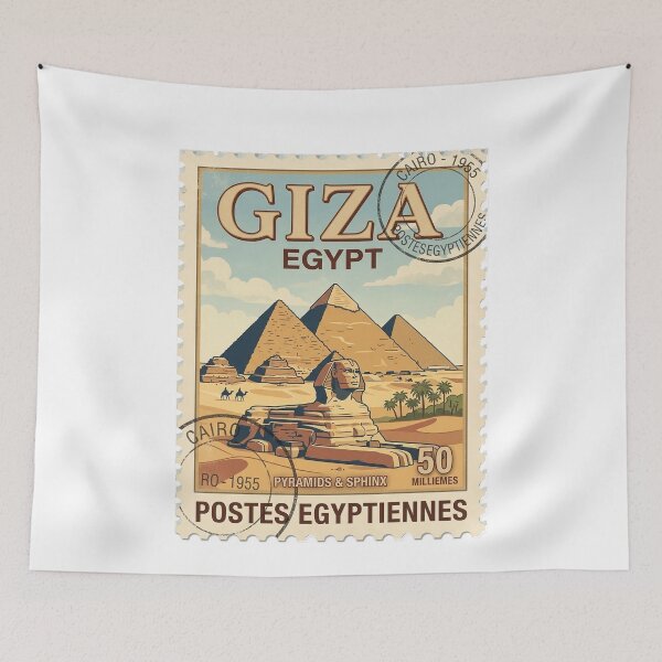 Item preview, Vintage Giza Egypt Pyramids Sphinx Travel Stamp designed and sold by k3rstman1.