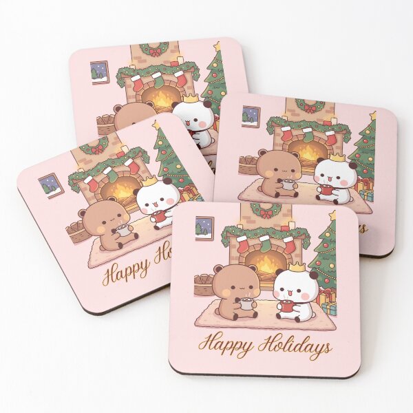 Item preview, Bubu Dudu Happy Holidays Christmas Cozy Fireplace Cute Bear Panda Kawaii Gift designed and sold by FEBRICAST.