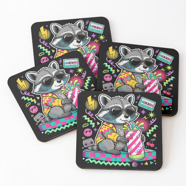 Item preview, Retro Cool Raccoon PNG, Vintage 90s Memphis Aesthetic, Chill Trash Panda Soda Drink designed and sold by Keingdesign.