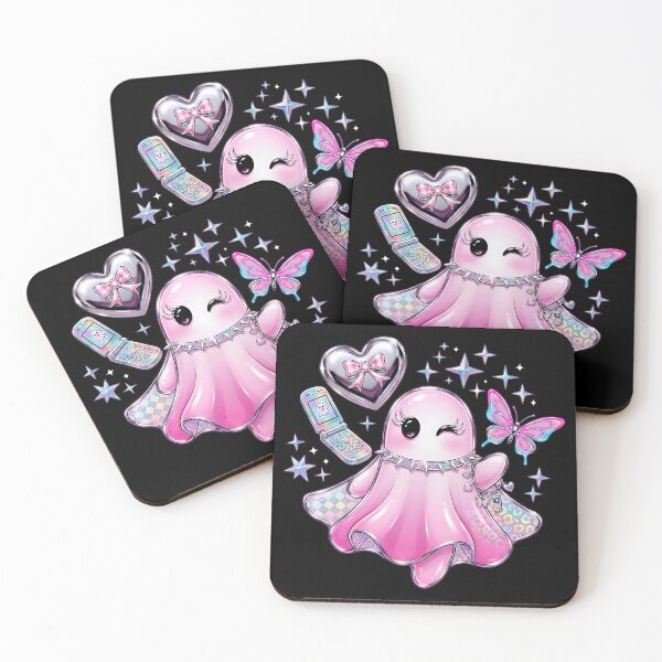 Item preview, Cute Y2K Pink Ghost, Retro Nostalgia Flip Phone, Pastel Kawaii Aesthetic designed and sold by Keingdesign.