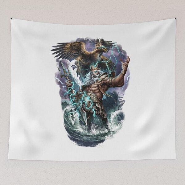 Item preview, Poseidon Sea God Colored Lightning Storm Art designed and sold by RoyalDeluxGo.