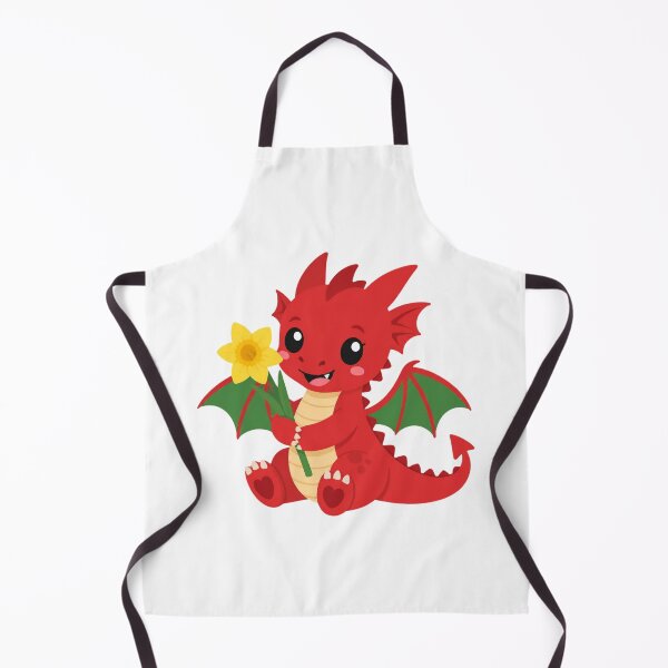 Item preview, Cute Welsh Dragon Holding Daffodil Flower Illustration designed and sold by Cerys-GS.