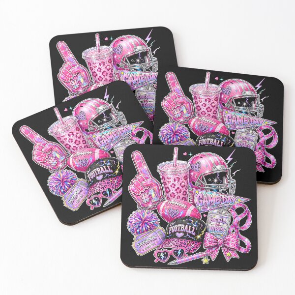 Item preview, Pink Coquette Football Game Day, Pink Leopard Cheer Helmet Artwork, Sparkly Touchdown Foam Finger designed and sold by Keingdesign.