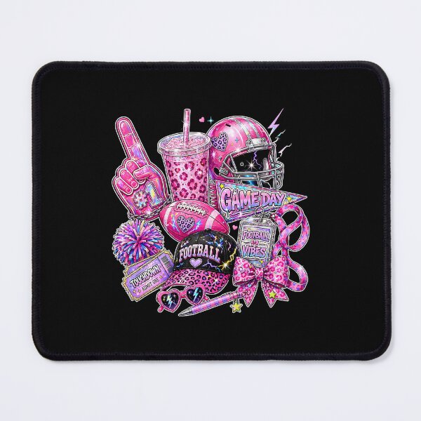 Item preview, Pink Coquette Football Game Day, Pink Leopard Cheer Helmet Artwork, Sparkly Touchdown Foam Finger designed and sold by Keingdesign.