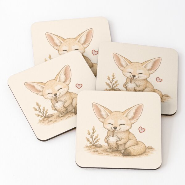 Item preview, Cool Drink Fennec Fox designed and sold by MellowMunchkins.