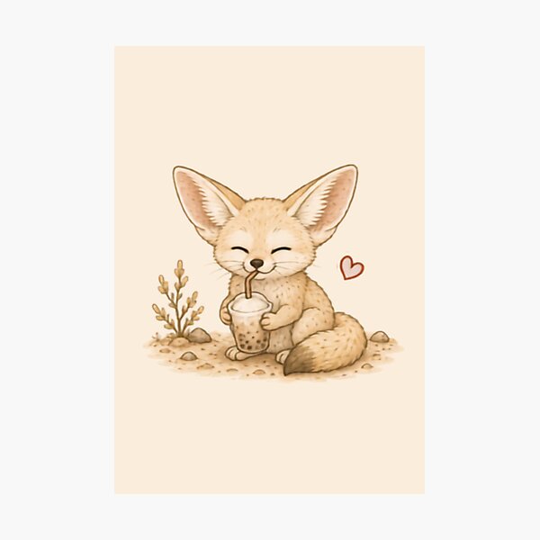 Item preview, Cool Drink Fennec Fox designed and sold by MellowMunchkins.