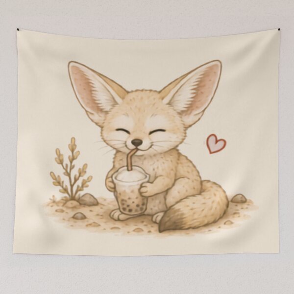 Item preview, Cool Drink Fennec Fox designed and sold by MellowMunchkins.