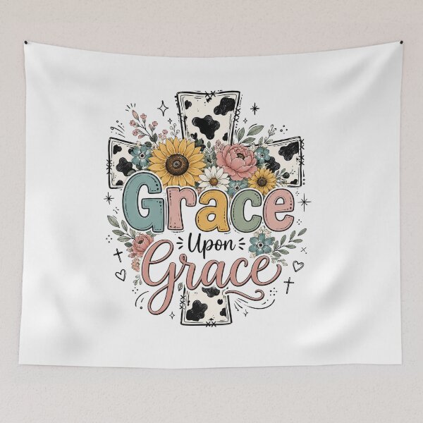 Item preview, Grace Upon Grace, Christian Inspirational Quote designed and sold by graphic-genie.