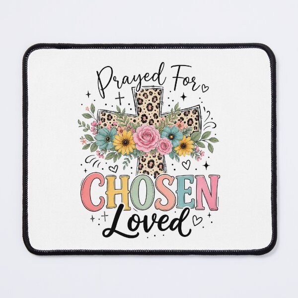 Item preview, Christian Inspirational Quote, Prayed For Chosen Loved Christian Floral Cross designed and sold by graphic-genie.