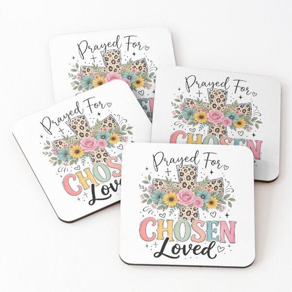 Item preview, Christian Inspirational Quote, Prayed For Chosen Loved Christian Floral Cross designed and sold by graphic-genie.