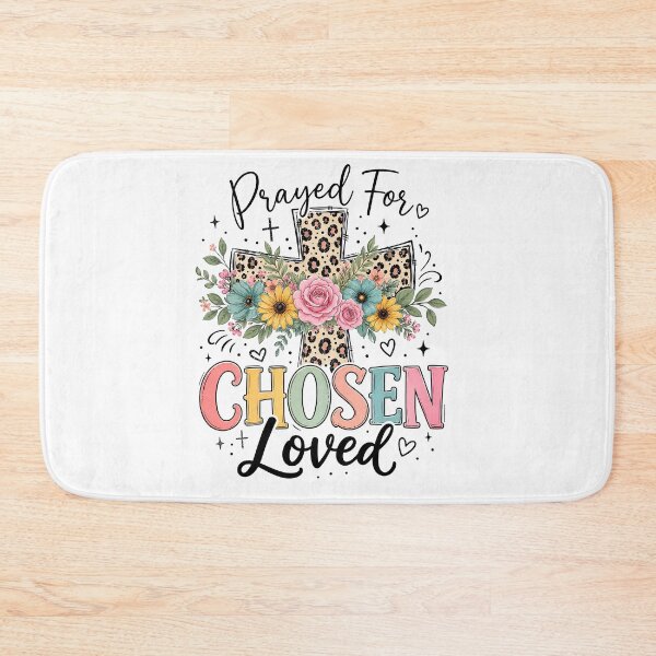 Item preview, Christian Inspirational Quote, Prayed For Chosen Loved Christian Floral Cross designed and sold by graphic-genie.