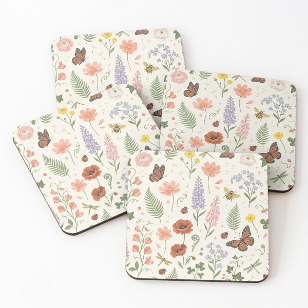 Item preview, Wildflower Meadow & Monarch Butterfly Pattern – Cottagecore Art designed and sold by OpenDreamArts.