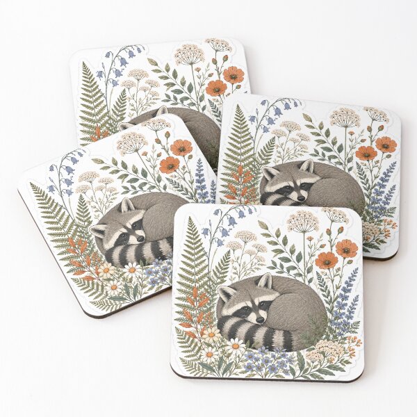 Item preview, Whimsical Botanical Raccoon Sticker designed and sold by nouhaZN.