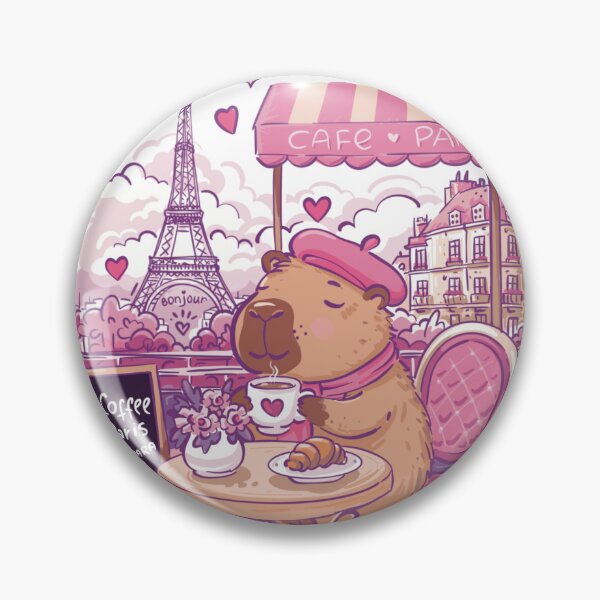 Item preview, Capybara drinking coffee in Paris,  designed and sold by NatalkaP.