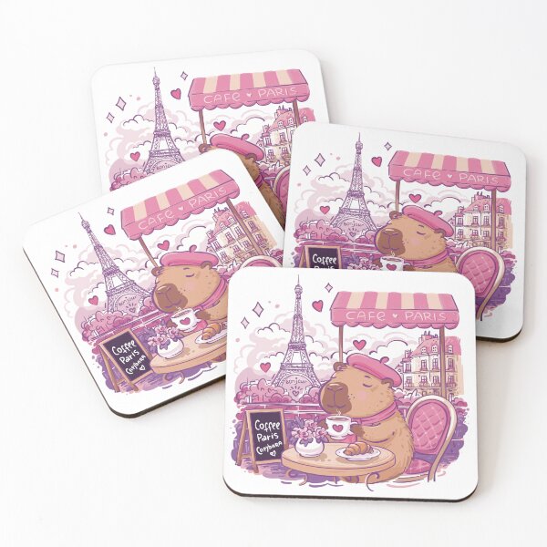 Item preview, Capybara drinking coffee in Paris,  designed and sold by NatalkaP.