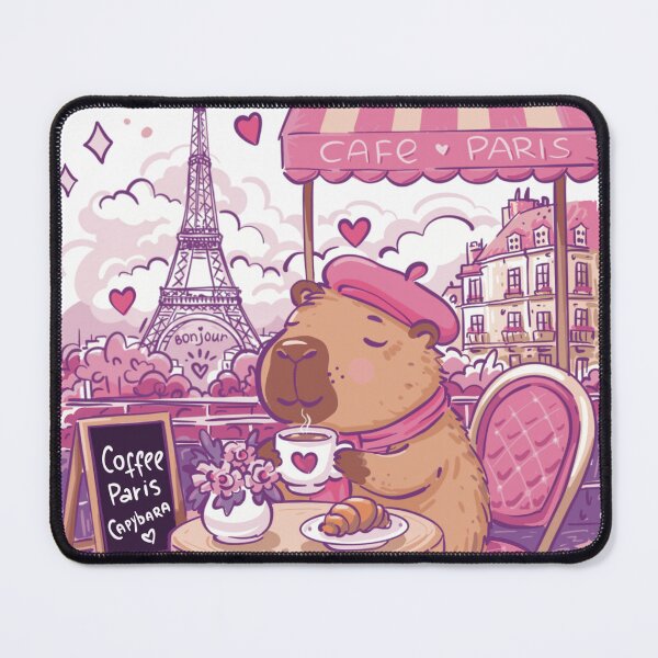 Item preview, Capybara drinking coffee in Paris, designed and sold by NatalkaP.