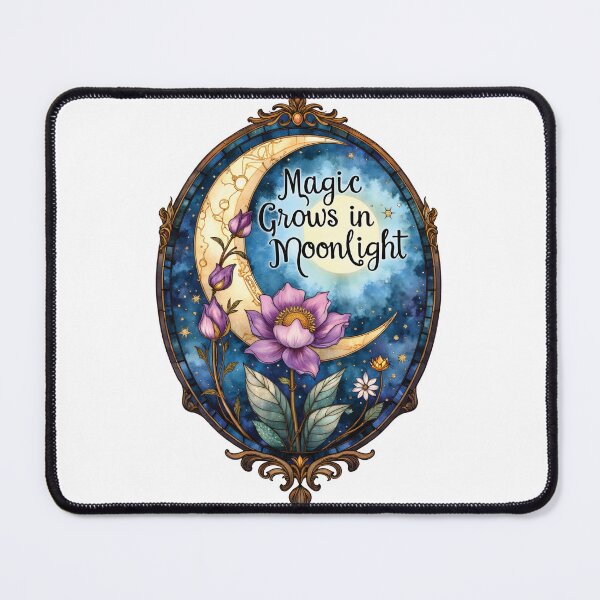 Item preview, Magic Grows in Moonlight Mystical Crescent Moon Floral Art designed and sold by Connys Colorful World.