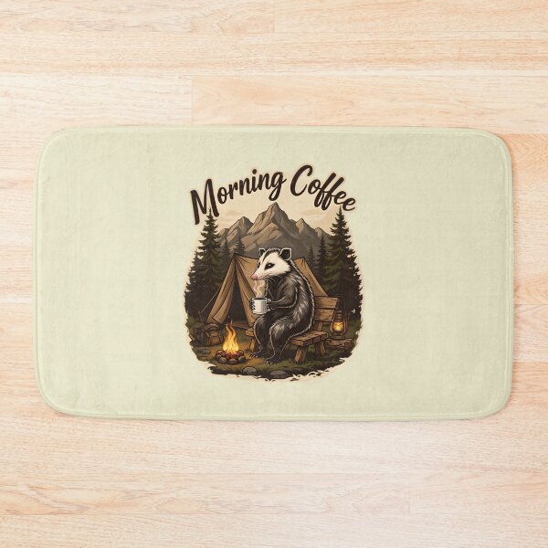 Aperçu de l'œuvre Café du matin - Un opossum au camping avec une tasse de café créée et vendue par ParadoxParadox.