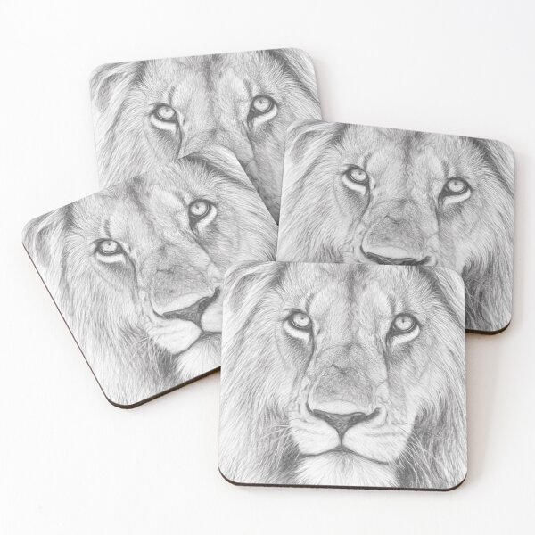 Item preview, Majestic Lion Pencil Sketch | Black and White Wildlife Portrait Wall Art designed and sold by Leon Woods Pencil Art.