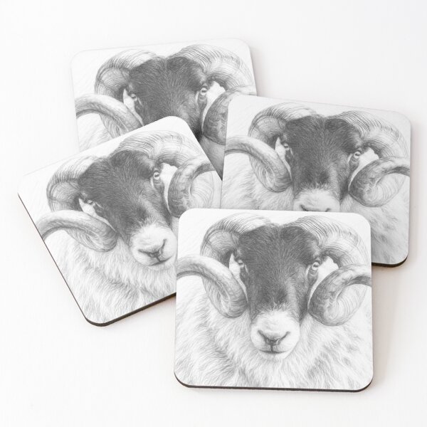 Item preview, Majestic Ram Pencil Sketch | Black and White Wildlife Portrait Wall Art designed and sold by Leon Woods Pencil Art.