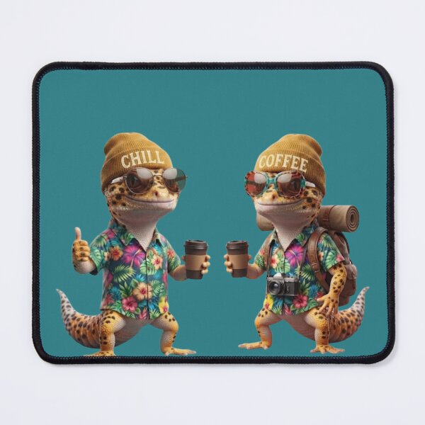 Item preview, Cute Chill Gecko Duo Tropical Camp Coffee Hipster Travel Sticker / Phone Case designed and sold by loccotown168.