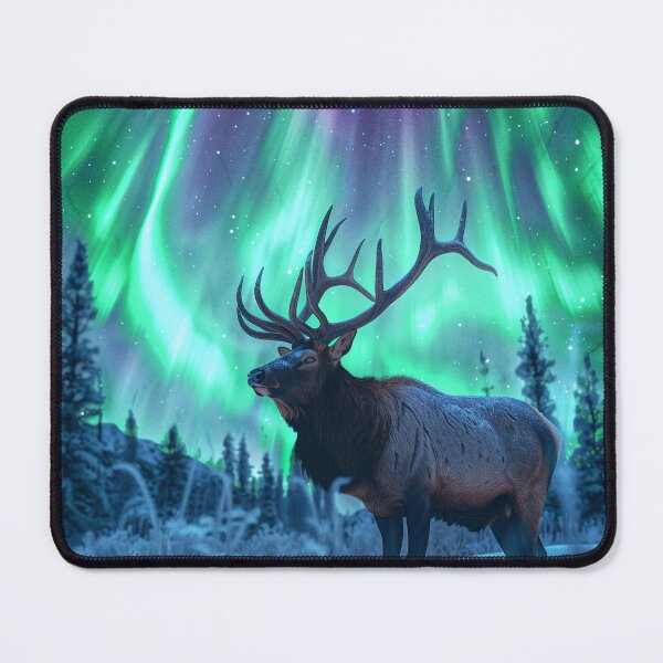 Item preview, Aurora Elk in Snowy Forest designed and sold by QuantumDrift.