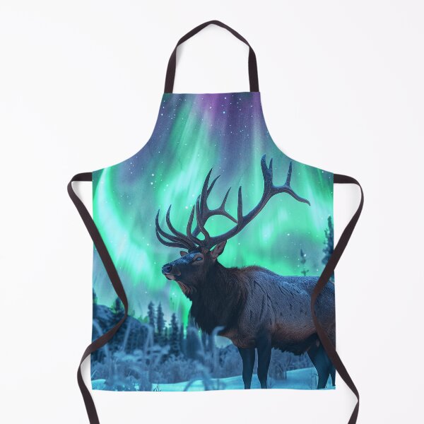 Item preview, Aurora Elk in Snowy Forest designed and sold by QuantumDrift.