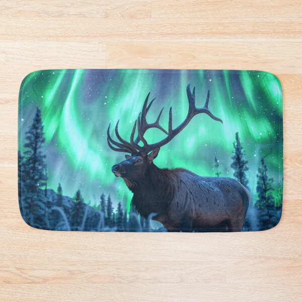 Item preview, Aurora Elk in Snowy Forest designed and sold by QuantumDrift.