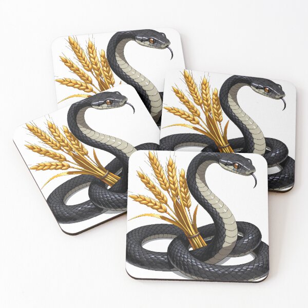 Item preview, Black Serpent Coiled Around Wheat designed and sold by IllumeInk.