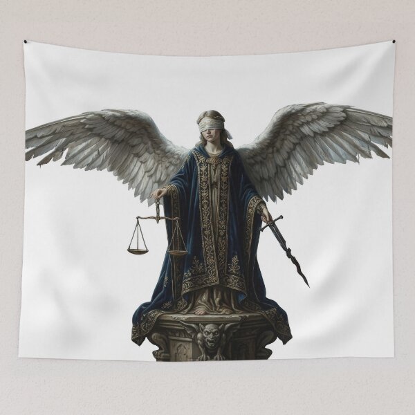 Item preview, Blindfolded Justice Angel Gothic Renaissance Painting designed and sold by Tout-Puissant.