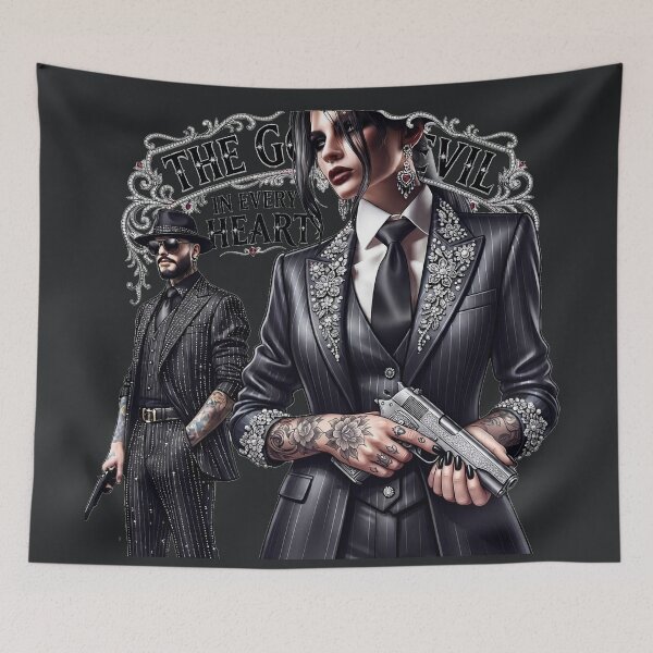 Item preview, Silver Gun Tattooed Mafia Pair designed and sold by Voodoo Store Paranormal Collections.