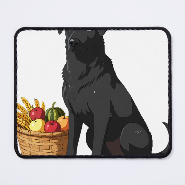 Item preview, Black Hound Guarding Harvest Basket designed and sold by IllumeInk.